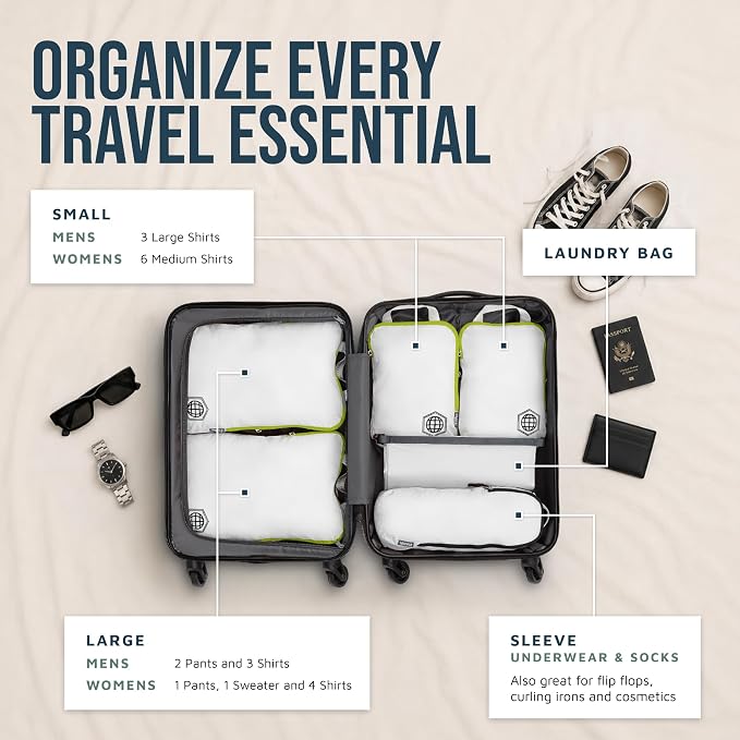 TRIPPED Travel Gear Compression Packing Cubes for Carry-On Travel 6-Pack | Ultralight Ripstop Packing Cubes with Compression Zippers for Organized Carry-On Luggage, Backpack, and Travel Packing - Image 2