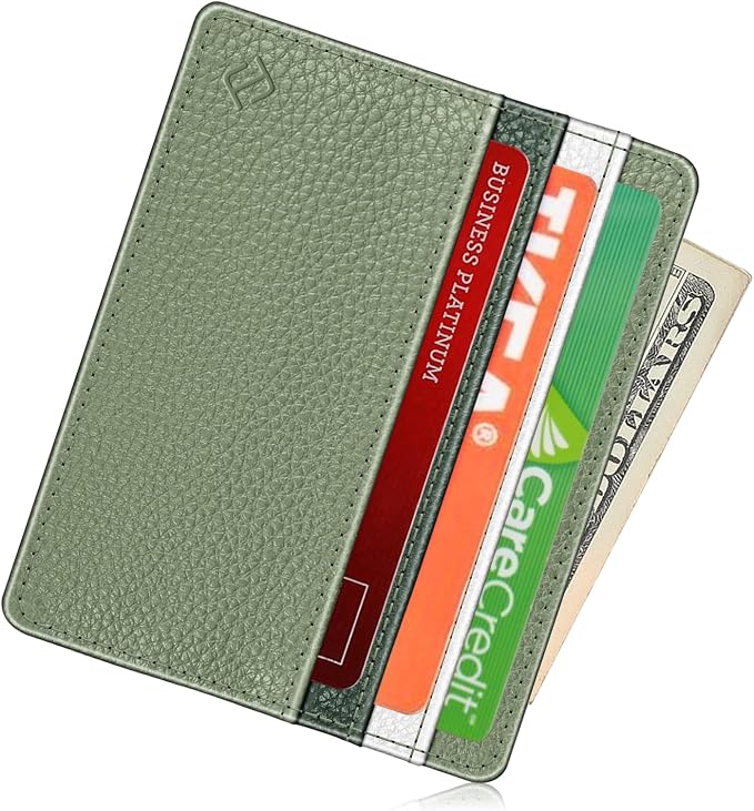 FINTIE Slim Minimalist Front Pocket Wallet RFID Blocking Credit Card Holder | Card Cases with ID Window for Men Women, gradient green - Image 2