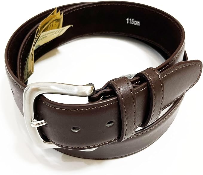 Diversion Safe Hidden Money Pocket Travel Leather Belt with Zipper to Store and Hide Your Valuable, Brown by LetPetSet