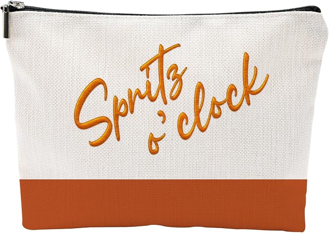 ZUYUROU Funny Makeup Bag for Women - Spritz o'clock Cocktail Lover Gift - Italian Summer Vacation Travel Pouch - Trendy Orange Color Block Toiletry Organizer for Bachelorette Party & Bridesmaids by ZUYUROU