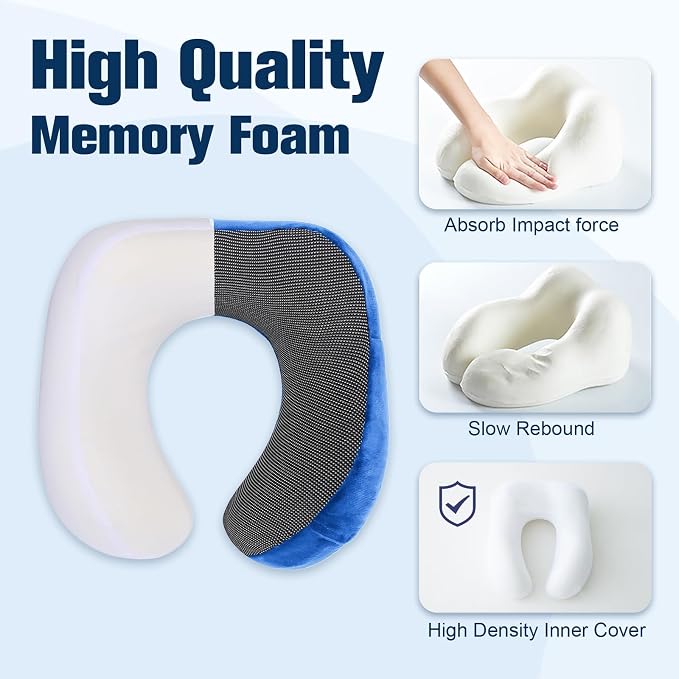 Cirorld Neck Pillow for Traveling, Travel Pillows for Airplanes,100% Pure Memory Foam Travel Neck Pillow, Adjustable Flight Pillow, Portable Plane Accessories with Eye Mask, Earplugs, Carry Bag - Image 5