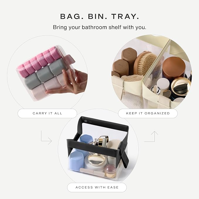 Cadence Parcel - Clear Travel Kit with Zipperless Magnetic Closure - Cove, Medium - Durable, Leak-Resistant and TSA Approved Toiletry Bag - Modular Organization - Recycled TPU (1 Qt) - Image 4