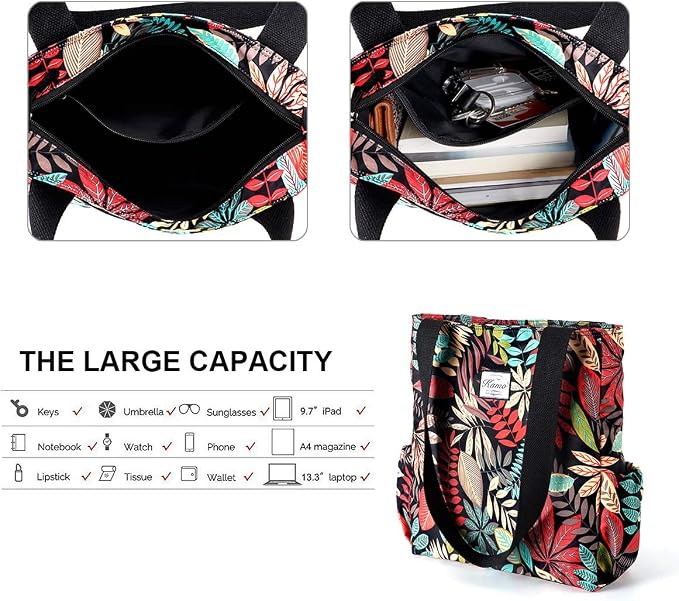 KAMO Floral Tote Bag - Waterproof Lightweight Handbags Travel Shoulder Bag for Hiking Yoga Gym Swimming Travel Beach - Image 5