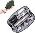 FYY Travel Cable Organizer - 8 Compartments, Lightweight, Water Repellent | With Wrist Strap, Portable Tech Pouch for Cord Charger, Travel and Business Trips Use, Soft Shell Nylon, Green (Small) by FYY