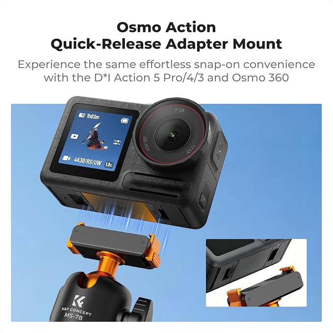 K&F CONCEPT 25.6" Selfie Stick Tripod for DJI Osmo Action 5 Pro | Pop Open Extendable Handle Grip Magnetic Quick-Release Adapter Travel Video Shooting Stand for Osmo Action 3/4/Osmo 360 MS78 - Image 4
