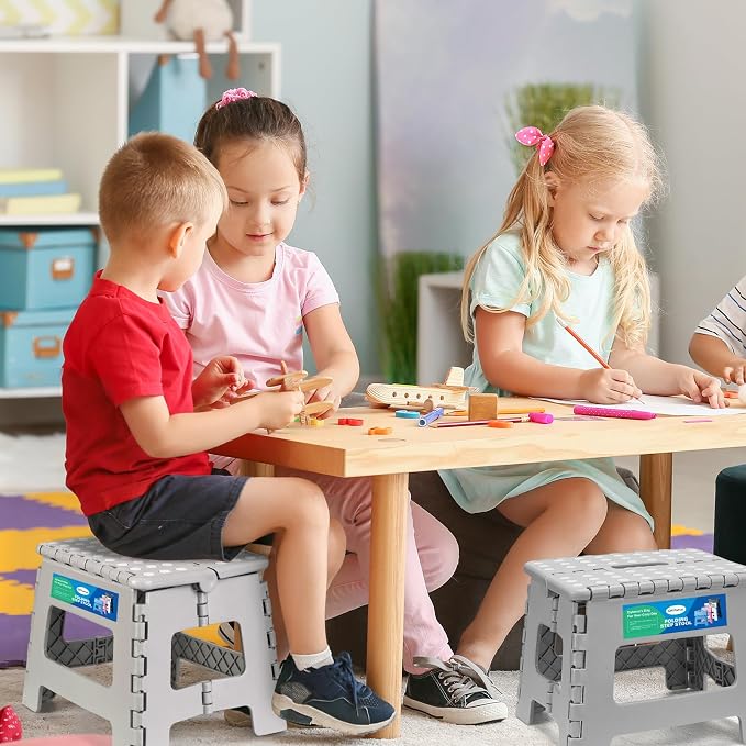 Dyforce Kids Step Stool 9 Inch, 300lbs Folding Step Stool for Toddler | Step stool Grey,Anti-slip Heavy Duty with Handle, Lightweight Foldable Foot Stool for Bathroom Kitchen Bedroom Outdoor - Image 8