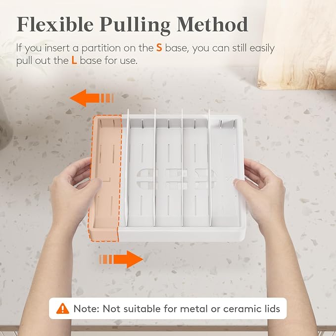 Lifewit Kitchen Cabinet Organizer for Food Contanier Lid with 9 Sections | Expandable Lids Holder with 8 Adjustable Dividers for Pantry Organizers and Storage, Home Organization, Large, 9.8"-17" - Image 6