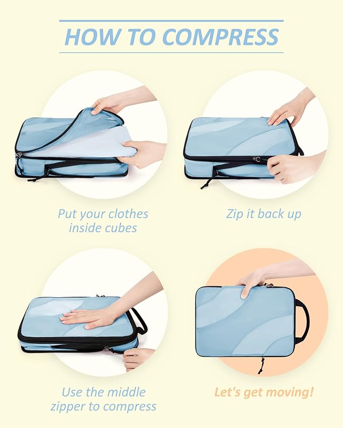 BAGSMART Compression Packing Cubes for Travel | Lightweight suitcase organizers bag set, space-saving double zipper expansion for carry-on luggage & travel organization - Image 4
