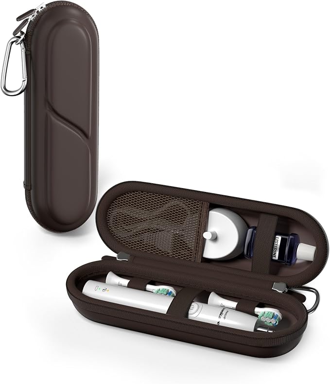 ProCase Toothbrush Travel Case for Oral-B/Oral-B Pro 1000 1500 5000 7000 7500 6000 9600/Philips Sonicare 4100 5100 1100 6100 5300 Oral-B iO Electric Toothbrush Portable Hard Container -Chocolate by ProCase