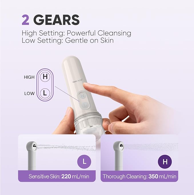 Portable Electric Bidet, Handheld Battery Powered Travel Bidet, White | 2 Pressure Modes, Waterproof, Foldable, Pocket-Sized, Cordless, Daily Hygiene Cleaning at Home, Camping and Travel - Image 3