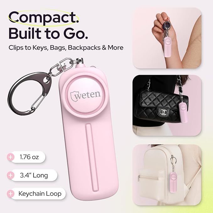 Personal Safety Alarm Keychain for Women, 130dB Siren, LED Light, Pink | Panic Pin, Compact Self-Defense Device, Emergency Whistle Alternative for College, Travel, and Night Walk Protection - Image 5