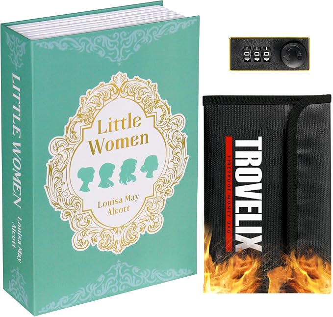 Book Safe with Combination Lock, Hidden Safe (10.55 x 7.95 x 2.62 Inch) with Fireproof Bag, Secret Diversion Safe, Hollow Book Box Hidden Storage, Money Safe Box for Cash (Little Women) by KOFAIR