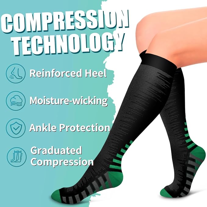Compression Socks for Women & Men Circulation(6 pairs)-Graduated Supports Socks for Running, Athletic Sports - Image 6