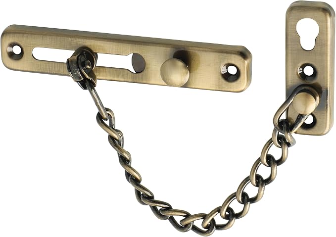 Alise Door Chain Lock,Door Security Chain Lock for Inside Doors,Bronze | Stainless Steel,Door Chain Lock Guard with Spring Anti-Theft Press Button,Door Lock Latch for Front Door by Alise