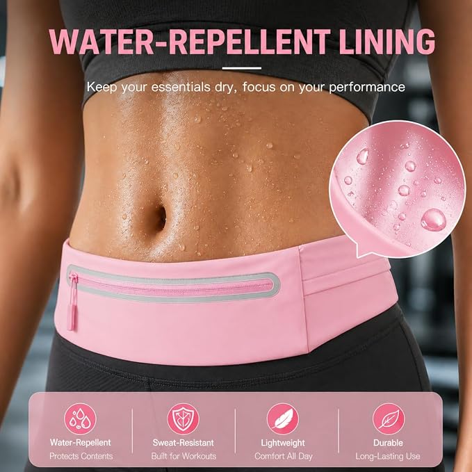 Slim No-Bounce Running Belt - Waterproof Exercise Waist Pack for Marathons, Hiking & Dog Walking - Hidden Travel Money Belt for Phones - Image 4