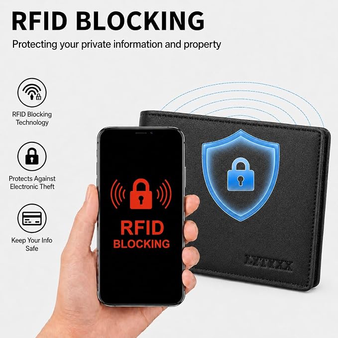 Wallet for Men Slim RFID Blocking Genuine Leather Bifold Mens Wallet | Front Pocket Credit Card Holder with 2 ID Windows, Holds 12 Cards & Cash Minimalist Thin Wallet, Gifts for Men - Image 3