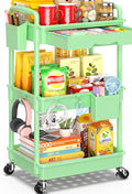 SUNALLY 3 Tier Rolling Cart with Drawer, Craft Storage Cart Organizer,Green | Bathroom Storage Organizer with 2 Lockable Wheels, Rolling Utility Cart for Kitchen, Office, Baby, Makeup, Nail,Snack,Laundry by SUNALLY