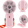 Portable Fan Handheld Fan, Mini Hand Held Fan, 6-15H Cooling Small Personal Fan, 180° Foldable Mini Desk Fan with 4 Quiet Speed, Neck Fan w/Lanyard for Kids Women Men Travel Outdoor Office, Pink by Enituo