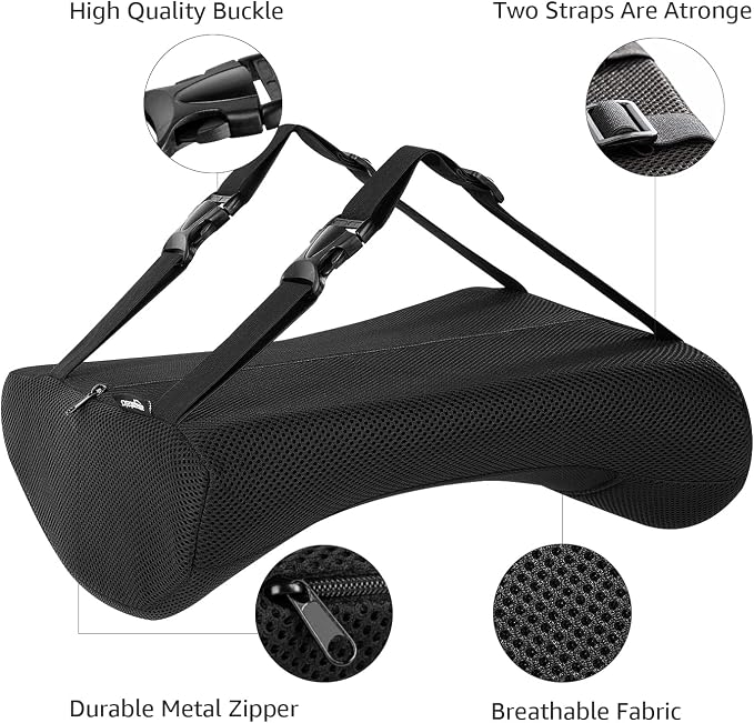 Amazon Basics Comfortable Seat Cushion & Lumbar Support for Office Chairs, Gel Enhanced Memory Foam, Non-Slip, Cooling, Portable, Pack of 2, Rectangular, Black - Image 5