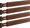 4 PCS Drawer Divider, 17"-22" Adjustable Bamboo Drawer Dividers Organizers, 2.3" High Expandable Separators for Kitchen, Clothes, Dressers, Home, Office, Mocha by Unknown