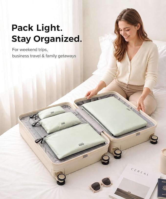 Ultralight Travel Organizer Bags, 4 Set Lightweight Zipper Pouches for Packing, Soft Packing Cubes for Carry-On Suitcase, Clothes, Underwear, Toiletries and Small Essentials, Sage Green - Image 6