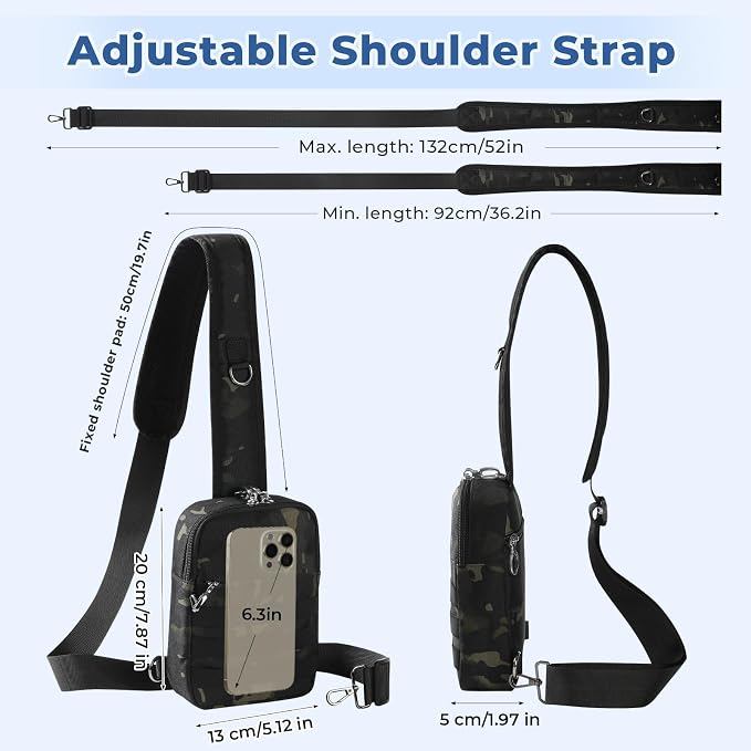 Anti Theft Sling Bag Tactical Small Shoulder Chest Crossbody Bag for Men Women with Zipper Lock RFID Blocking（camouflage） - Image 7