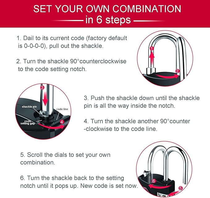 ZHEGE Travel Locks, TSA Approved Locks for Luggage, Baggage (2 Pack, Black) | 4 Digit Combination Zipper Padlocks for Backpack, Tent, Gym Locker - Image 7