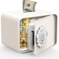 Mini Safe Box, Small Digital Security Safe Box with Keypad Lock, Small Safes for Kids with Auto Door/Coin & Bill Slot – for Cash, Jewelry & Valuables, Home/Office/Hotel Use, 6.5"D×9.3"W×7.1"H (White) by Unknown