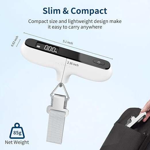 Ultrean Luggage Scale, 110lb Digital Suitcase Weight Scale for Travel, Portable Handheld Baggage Scale with Ergonomic Curved Handle for Comfortable Grip, Battery Included - Image 3