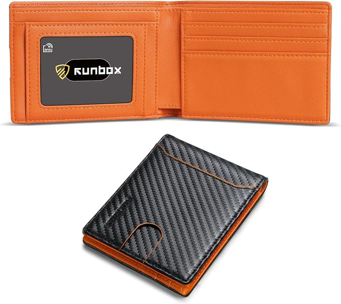 RUNBOX Wallet for Men, Slim Leather Bifold, RFID Blocking Card Holder | Minimalist Front Pocket Design, Credit Card Organizer, Holds 11 Cards, Large Capacity, Thin Profile, Birthday Gifts for Men by RUNBOX