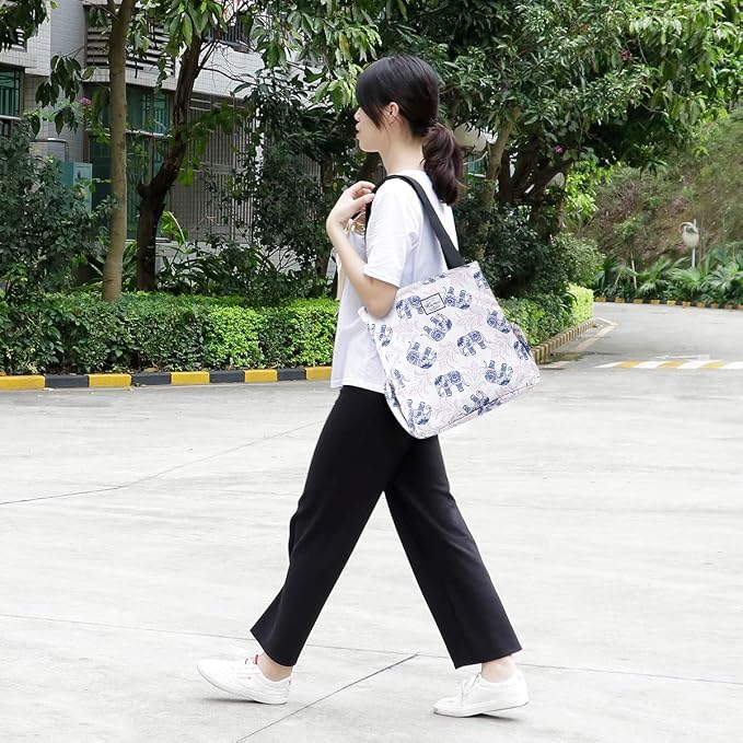 KAMO Floral Tote Bag - Waterproof Lightweight Handbags Travel Shoulder Bag for Hiking Yoga Gym Swimming Travel Beach - Image 2