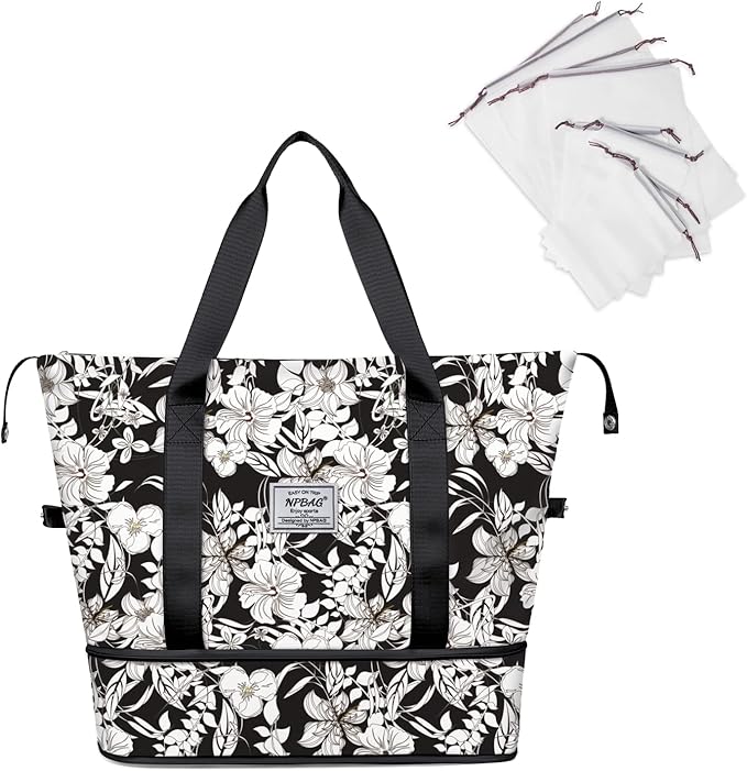 NPBAG Women Travel Duffel, Multi Functional Large Expandable Weekender Carry-on Tote, Gym Workout Overnight Bag, Mommy Hospital Bag for Labor and Delivery by NPBAG