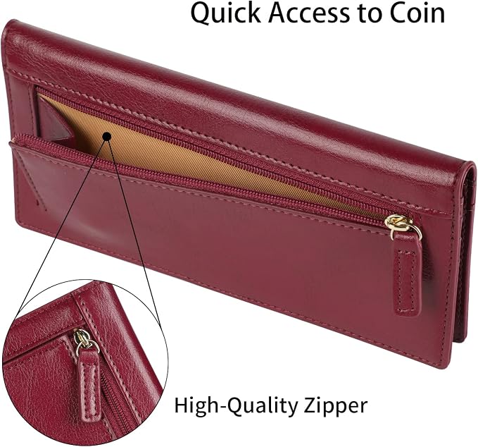 Ultra Slim Thin Leather Women Wallet RFID Blocking Credit Card Holder Bifold Long Ladies Billfold - Image 6