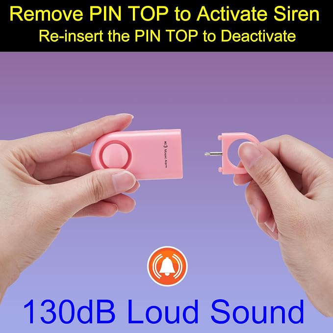 2 Pack Personal Safety Alarm Replaceable Battery | Ultra-Lightweight (0.8 oz) Keychain Siren for Women, Student, Children, Night Runner. SOS Emergency 130db Loud Hiking Alert Bulky-Free. Pink - Image 7