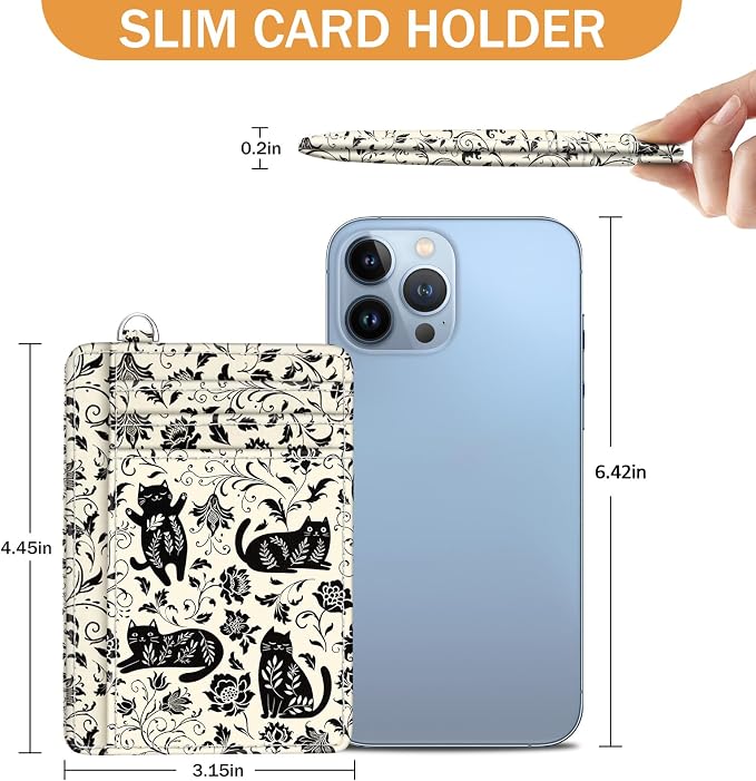 Yonlevres Cat Credit Card Holder Small Wallet Women RFID Blocking Slim Cute | Front Pocket, Handy, RFID Blocking, Woman Girls Ladies Gifts, D-ring for Keychain,Thin Mini Card Case, ID Window, PU Leather - Image 6