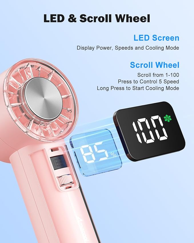 AMACOOL Handheld Fan with Ice Cooler, Mini Portable Cooling Fan | Gifts for Mom Her Women Girl, Small Yet Powerful, Personal Hand Fans for Travel Essentials Beach Outdoor Makeup - Image 6