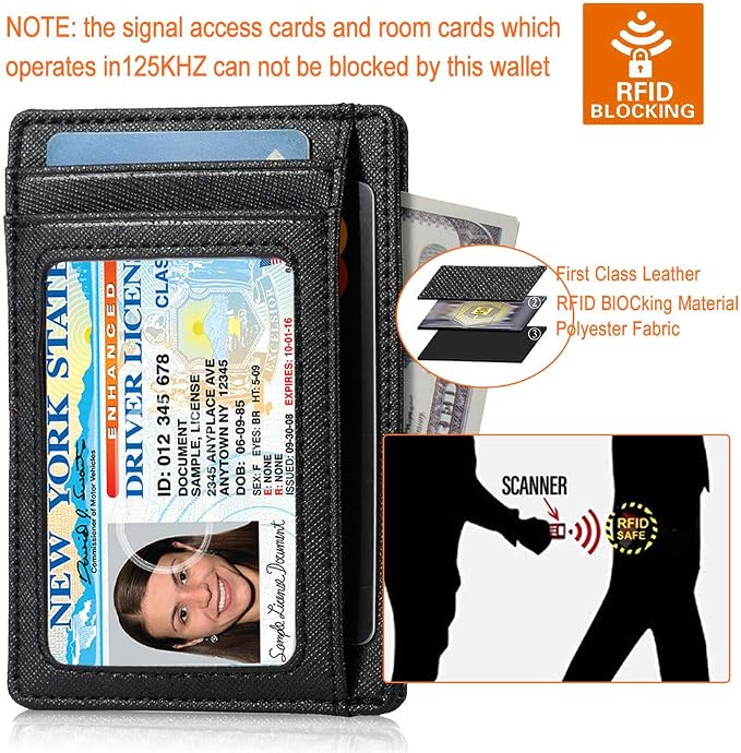 GH GOLD HORSE Slim RFID Blocking Card Holder Minimalist Leather Front Pocket Wallet for Women | Slim - Image 6