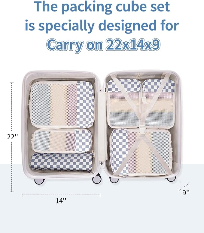 Narwey 6 Set Compression Packing Cubes for Travel Women Men, Travel Cubes for Carry On Suitcase, Durable Compression Luggage Organizer Bags - Image 2