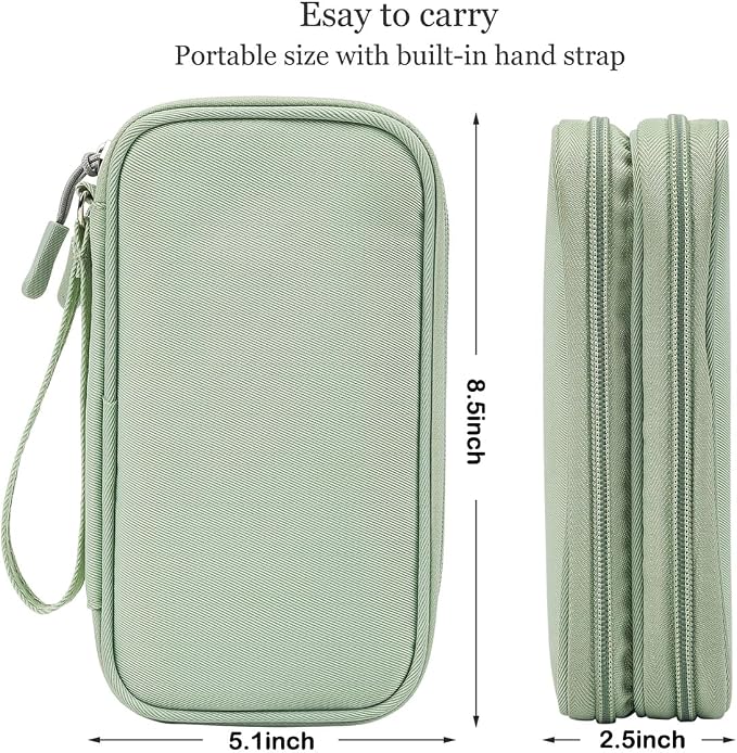 CAAORDKSO Electronic Organizer Bag, Travel Cable Organizer Pouch Electronic Accessories Carry Case, Double Layers Tech Pouch Travel Essentials for Men, Women, Backpack, Business (Mint Green, Large) - Image 2
