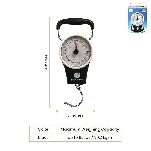 Go Green Power TR1300BK Travergo Analog Scale with Hook, Black (TR1300BK) - Image 2