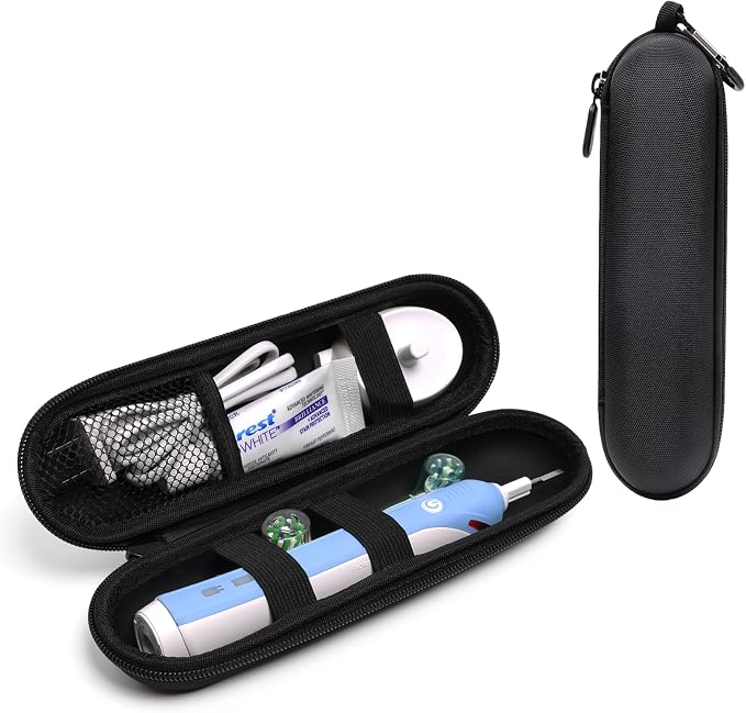 Nincha Compact Electric Toothbrush Travel Case, EVA Protective Storage Bag for Philips Sonicare/Oral-B, Waterproof Portable Carrying Case with Mesh Pocket & Elastic Bands (Black) by Nincha