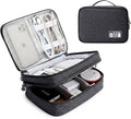 Lanola Travel Cable Organizer Bag, Electronic Accessories Case Portable Double Layer Cable Storage Bag for Cord, Charger, Flash Drive, Phone, SD Card,Personal Items - (Black) by Lanola