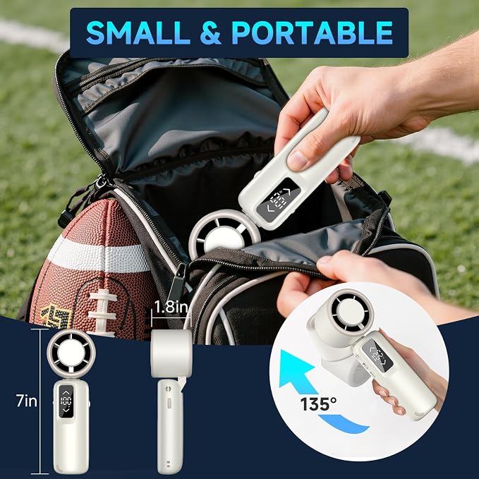 Portable Handheld Turbo Fan, 1-100 Gear Wind, Battery Operated, Up to 23 Working Hours, 3 IN 1 Personal Fan with Air Turbo Tech, Cooling Essentials for Indoor/Outdoor(White) - Image 7