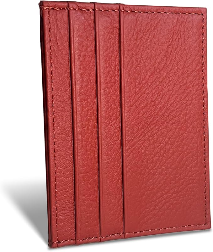 WOXVM Credit Card Holder Wallet RFID Blocking Slim Credit Card Cases Holder Premium Leather Minimalist Front Pocket Small Wallet with 6 Card Slots and 1 Pockets for Men Women (Red) by WOXVM