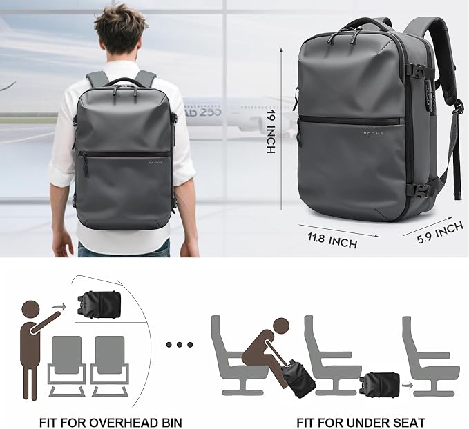 BANGE Travel Backpack with Vacuum Pocket and TSA lock version can hold 15.6 inch Laptop suitable Overnight Flight Approved Anti-theft Bag - Image 2