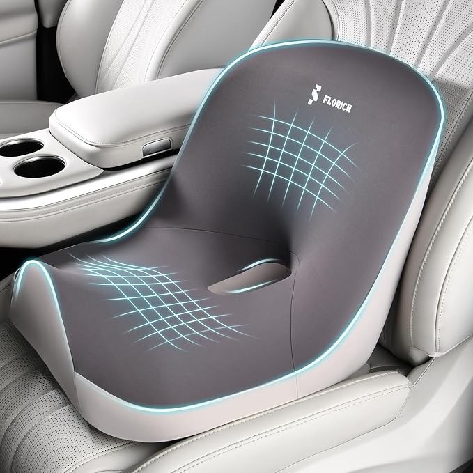 Car Seat Cushion and Lumbar Support Pillow, Larger Memory Foam Seat Cushion, Ergonomic L-Shaped Design Cushion for Back Pain Relief, Non-Slip Driving Cushion for Car, Office, Truck, Wheelchair-Black - Image 8