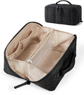 BAGSMART Puffy Travel Makeup Bag Toiletry Bag for Women, Black | Open Flat, Portable, Make Up Organizer, Water-resistant, Puffy Padded, For Toiletries, Brushes by BAGSMART