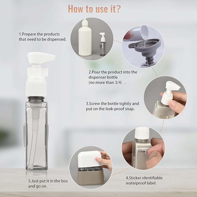 Bpluma Travel Bottles, Leak Proof Containers For Toiletries TSA Approved Airplane Accessories Kits For Liquid With Labels | For Toiletries TSA Approved Airplane Accessories Kits For Liquid With Labels - Image 5