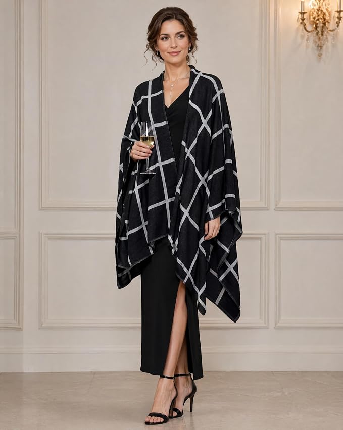 Shawl Wraps for Women Reversible Open Front Ruana Poncho Soft Cozy Cardigan for Fall and Winter - Image 3