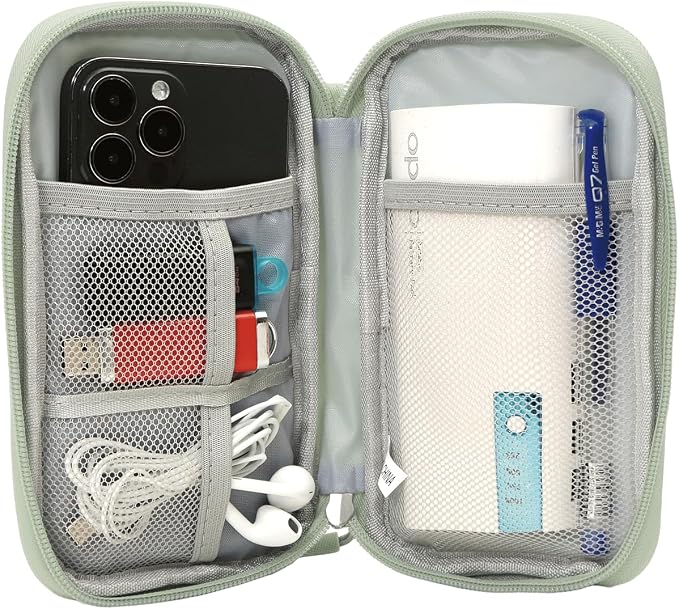 CAAORDKSO Small Cable Organizer Bag, Travel Cord Charger Organizer Case Waterproof Accessories Pouch, Electronic Carrying Case Bag for Cable, Cord, Charger, Phone, Power Bank, Earphone (Mint Green) - Image 4